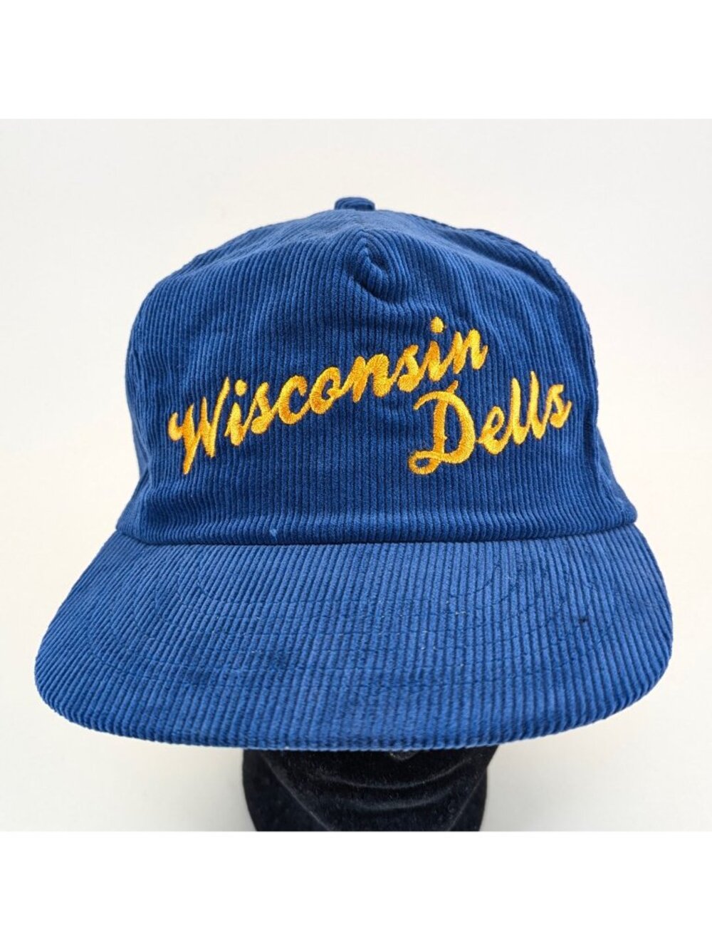 Vintage Wisconsin Dells Corduroy Snapback Hat BLUE Dead Stock Wisconsin 90’s